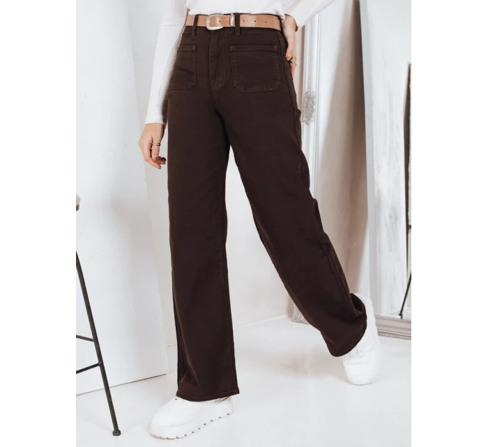 Džíny se širokými nohavicemi hnědé FashionStreet UY2842