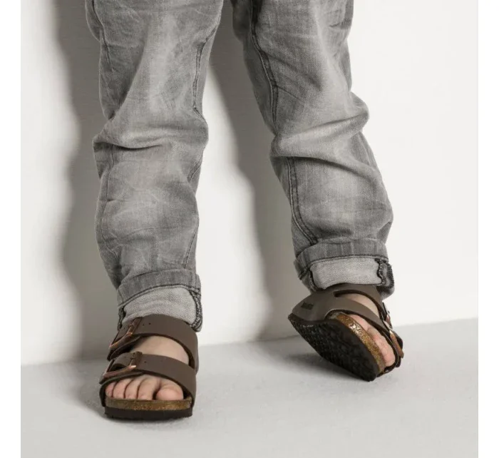 Dětské žabky Birkenstock Arizona Kids Birko-Flor Nubuck Mocha narrow (0552893) Dětské žabky Birkenstock Arizona Kids Birko-Flor Nubuck Mocha narrow (0552893)