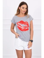 Halenka s potiskem rtů šedá Halenka s potiskem rtů šedá