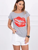 Halenka s potiskem rtů šedá