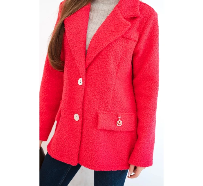 Dámská bunda z měkkého beránka s límcem fuchsie