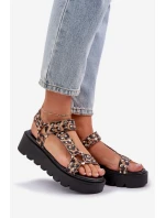 Zdobené Sandály Na Platformě Leopardí Hnědé model 21684515 - Boto Zdobené Sandály Na Platformě Leopardí Hnědé model 21684515 - Boto