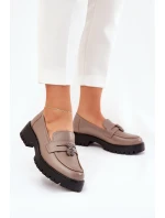 Kožené Dámské Mokasíny S   Béžové model 21690639 - VINCEZA