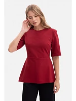 B305 Pletený top s peplum - bordó
