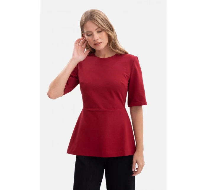 B305 Pletený top s peplum - bordó B305 Pletený top s peplum - bordó
