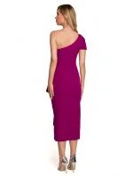 Dámské šaty model 19672755 na jedno rameno lahvově zelené - Makover