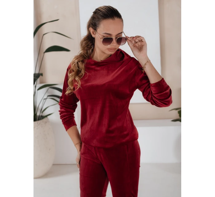 Dámský bordó velurový komplet SO COMFY FashionStreet AY0887