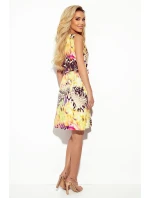 296-8 VICTORIA Trapézové šaty - žlutý leopardí potisk