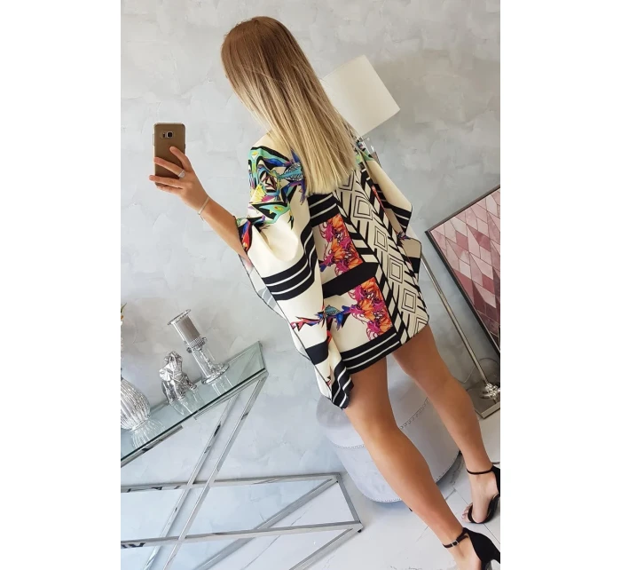 Netopýří šaty s vázáním v pase ecru