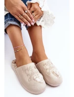 Lesklé dámské pantofle béžové Geraja Lesklé dámské pantofle béžové Geraja