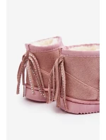 Dětské zateplené sněhule s mašlemi na špičce Růžové Mikyla