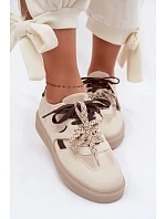 Dámské tenisky s dvojitými šněrováním světle béžové model 22095300 - Boto