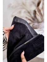 Zdobené Dámské Kozačky Nad Kolena Zateplené Na Sloupku MR880-158 Černé