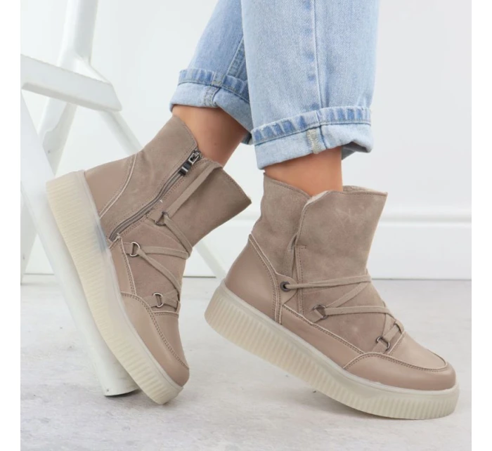 Dámské béžové kožené boty Filippo DBT7162