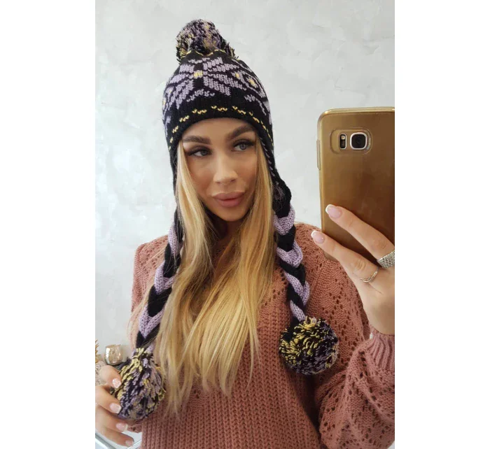 Kostkovaná čepice Fabia K272 černá+fialová Kostkovaná čepice Fabia K272 černá+fialová