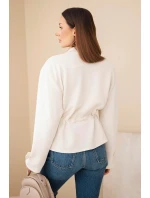 Dámská rozepínací mikina máslová s tkaničkou a kapsami béžová