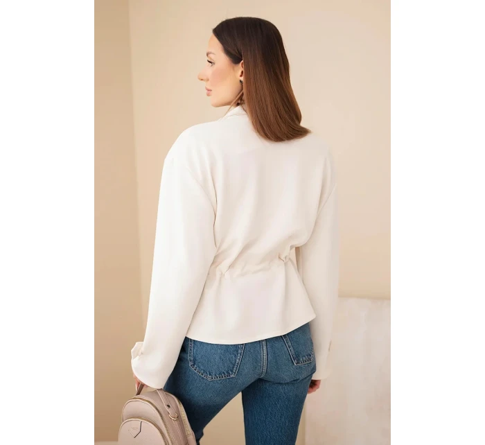 Dámská rozepínací mikina máslová s tkaničkou a kapsami béžová