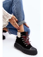 Zateplené boty trapery na tlusté podrážce černé model 21642871 - Boto Zateplené boty trapery na tlusté podrážce černé model 21642871 - Boto
