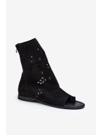 Zazoo 3437 Dámské Semišové Sandály S Hřebínkem Na Zip Černé Zazoo 3437 Dámské Semišové Sandály S Hřebínkem Na Zip Černé