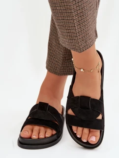 Dámské pantofle Eko semiš s pásky Černé model 21918922 - Boto