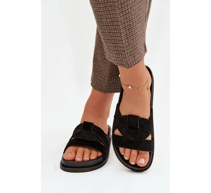 Dámské pantofle Eko semiš s pásky Černé model 21918922 - Boto