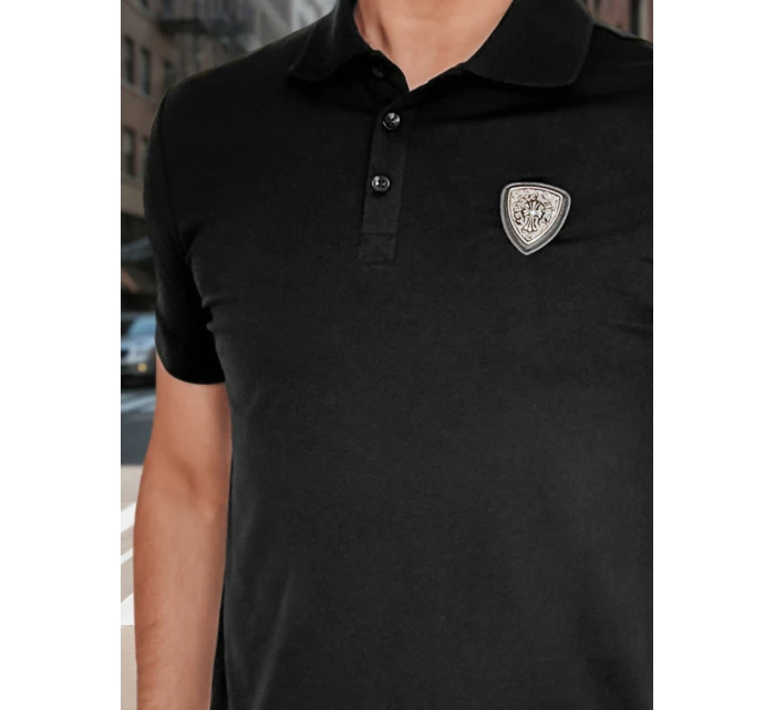 Pánská polokošile s nášivkou černá FashionStreet PX0647