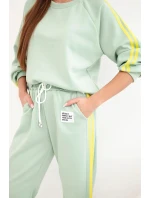 Dámská tepláková souprava Masełko s lampasy a volnou mikinou tmavě mátová