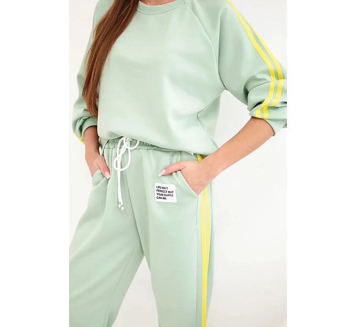 Dámská tepláková souprava Masełko s lampasy a volnou mikinou tmavě mátová