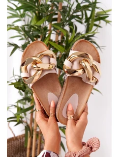 Nazouváky Na Korkové Podrážce S řetízkem Béžové model 21558029 - Boto