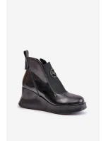 Lakované Boty Na Zateplené Černé model 21672910 - VINCEZA