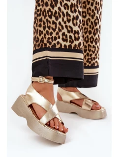 Dámské Sandály Na Platformě A Klínu Eko Kůže Zlaté Tenzorus