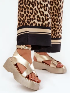 Dámské Sandály Na Platformě A Klínu Eko Kůže Zlaté model 21688753 - Boto