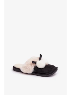 Dámské Pantofle S Kožešinou Černé Nartani