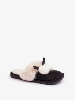 Dámské Pantofle S Kožešinou Černé Nartani