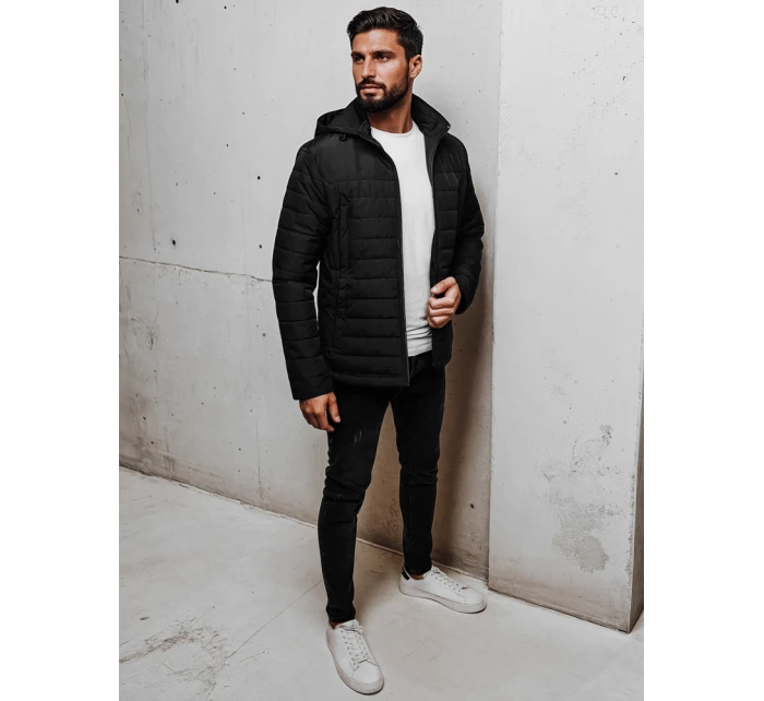 Pánská přechodná prošívaná bunda s kapucí černá model 21983056 - Dstreet