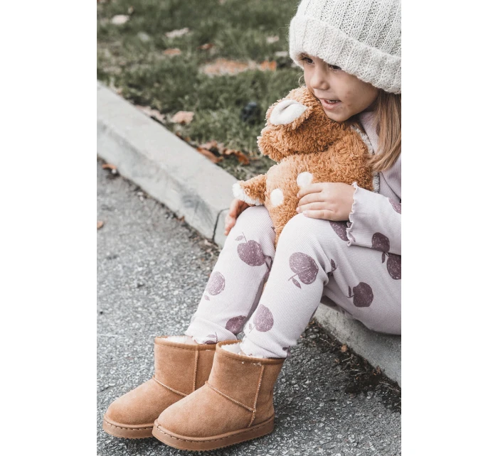 Dětské Teplé Sněhule Semišové Velbloud Gooby Dětské Teplé Sněhule Semišové Velbloud Gooby