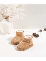 Dětské sněhule zdobené květinami – camel Gracina Dětské sněhule zdobené květinami – camel Gracina