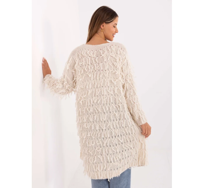 Dámský svetr Jumper MI SW 0820.85 Světle béžový - FPrice Dámský svetr Jumper MI SW 0820.85 Světle béžový - FPrice