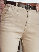 Dámské kalhoty slim fit s páskem TAIRONIK tmavě béžové FashionStreet UY2545