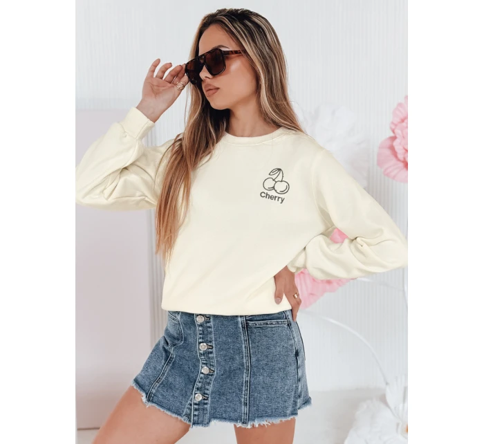 Dámská oversize mikina s výšivkou CHERSOFT ecru FashionStreet BY1400