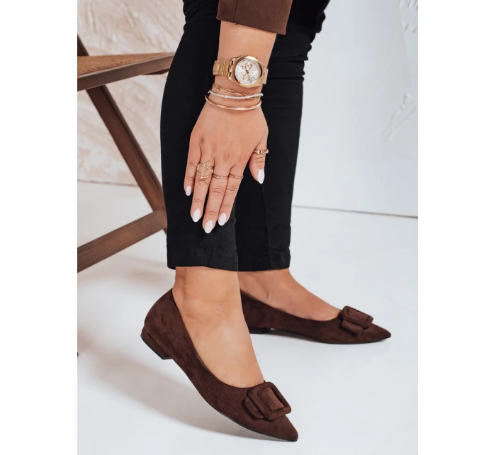 Dámské semišové hnědé baleríny Dstreet model 21992104 - FashionStreet