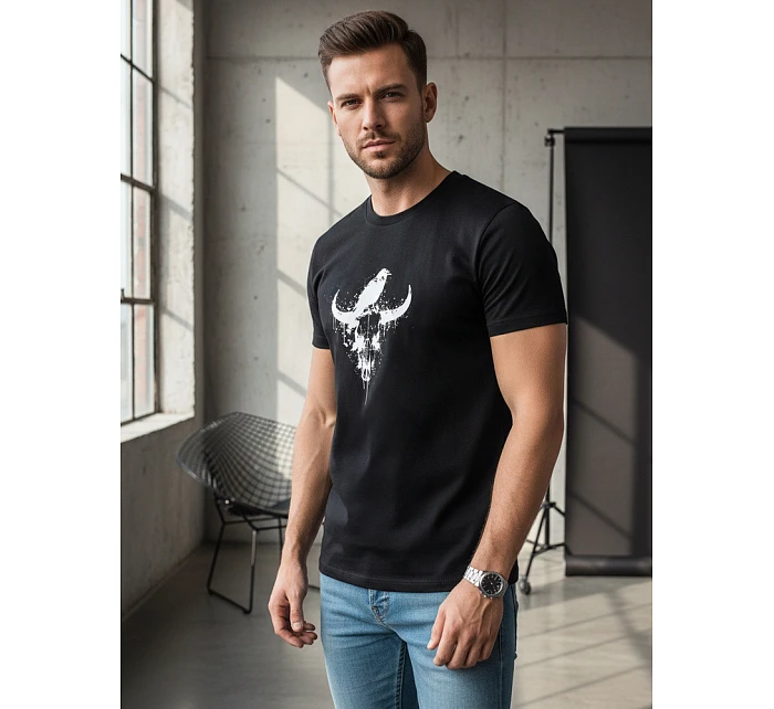 Pánské tričko s potiskem lebky a rohů NX060R Pánské tričko s potiskem lebky a rohů NX060R