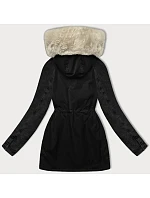 Černobéžová dámská bunda parka damska s rukávy model 21248835 - WAY MODE Černobéžová dámská bunda parka damska s rukávy model 21248835 - WAY MODE