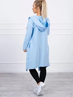 Dlouhý kabát s kapucí modrý