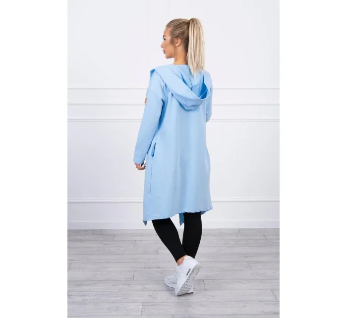 Dlouhý kabát s kapucí modrý
