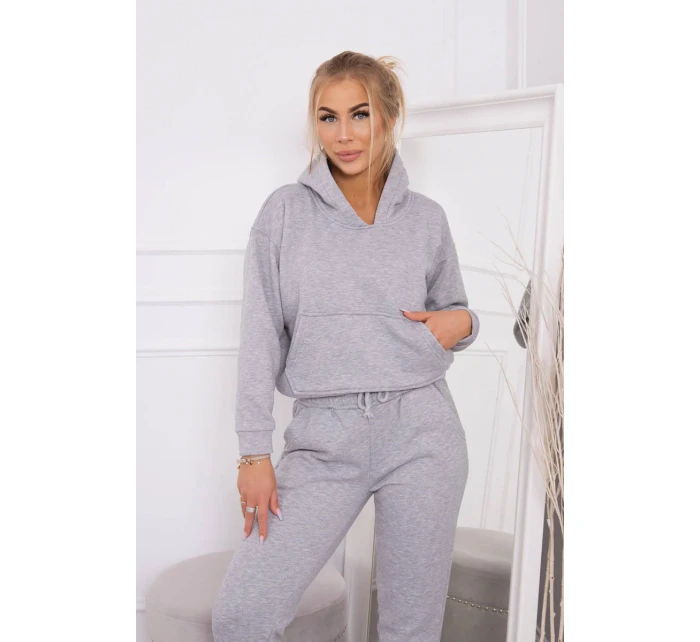 Hřejivá souprava s mikinou se zavazováním vpředu šedá