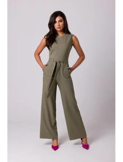 B256 Kombinéza bez rukávů s kapsami - olivová B256 Kombinéza bez rukávů s kapsami - olivová