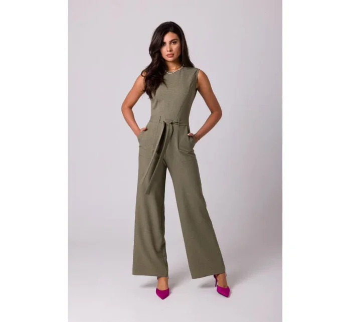 B256 Kombinéza bez rukávů s kapsami - olivová B256 Kombinéza bez rukávů s kapsami - olivová