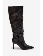 Dámské kotníkové boty Lisanne na jehlovém podpatku s páskem – černé