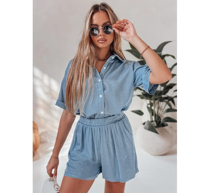 Dámský plátěný set oversize LINEN LOVE light blue FashionStreet AY1139